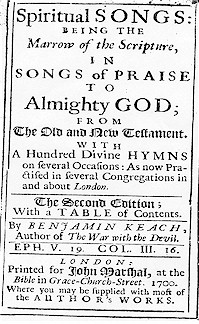 Title page of Benjamin Keach's hymn book